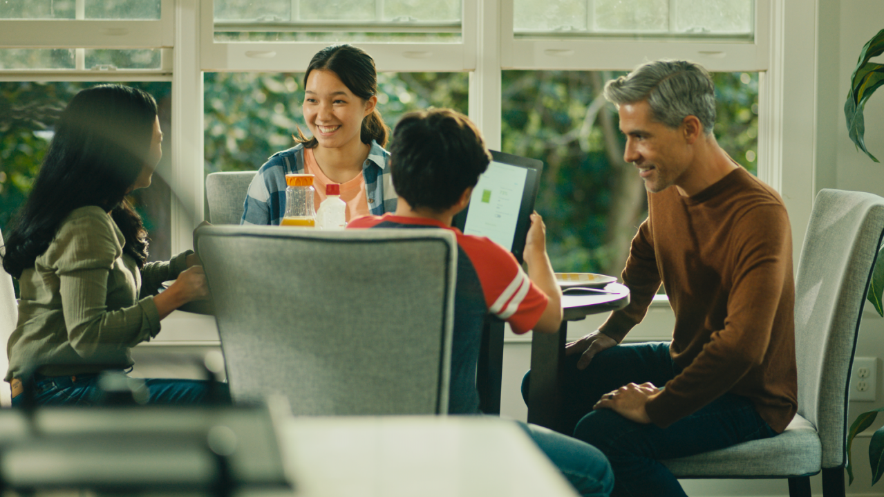 Family at kitchen table